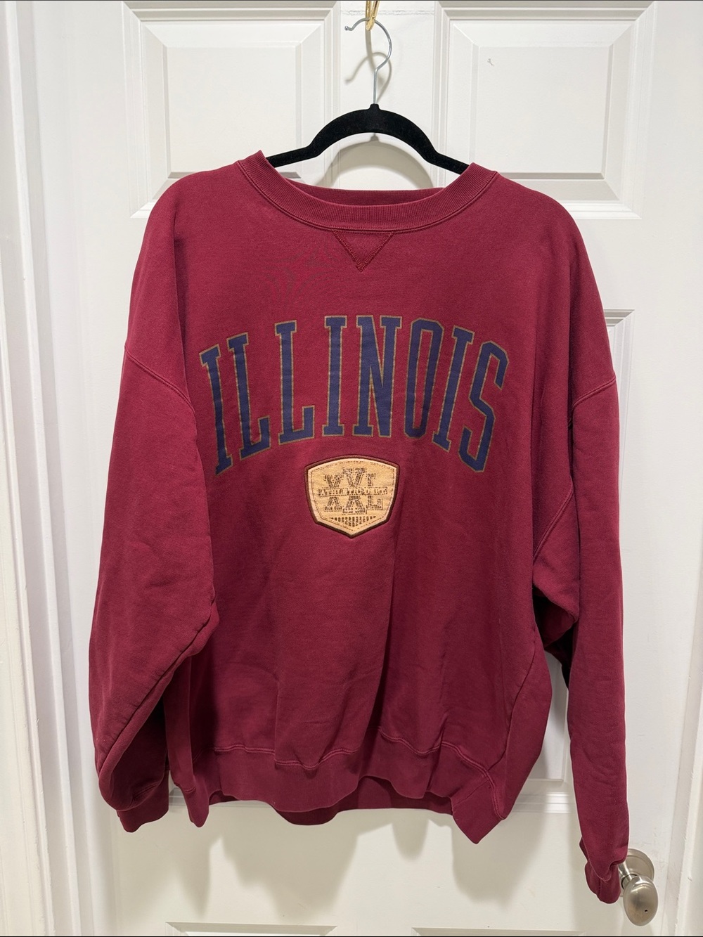 ILLINOIS Crewneck Sweatshirt College Football Gear XL VINTAGE VTG patch oversize